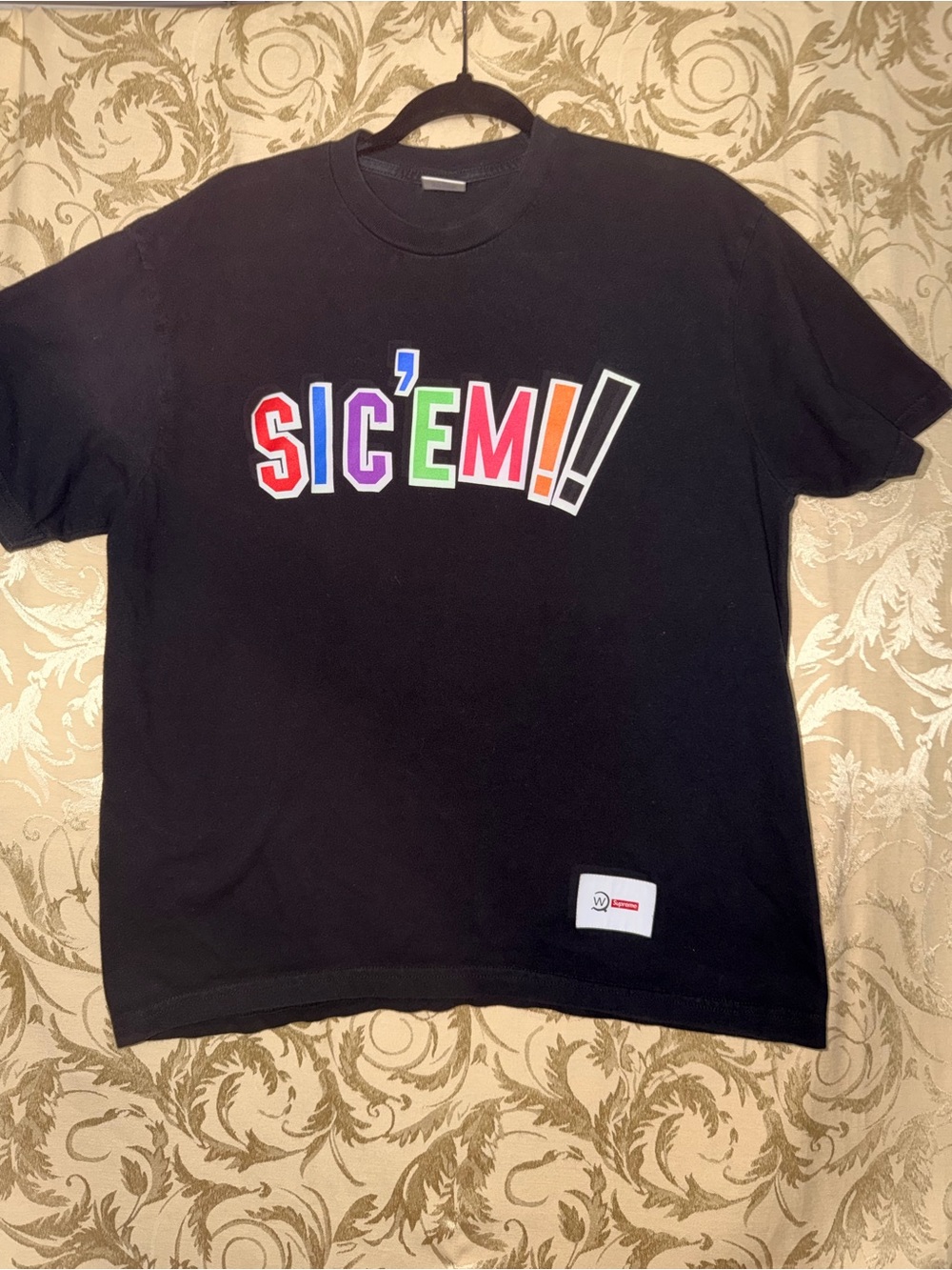 Supreme Black Tee with Small Red Box Logo Patch